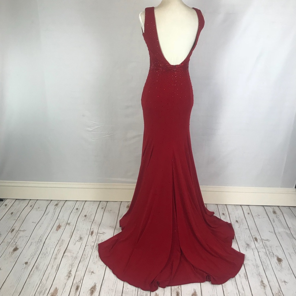 🎉SALE! Jovani sexy studded red evening gown SZ 2 - Picture 2 of 8